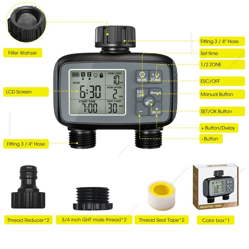 Умный таймер для полива с двой – обзор и цена Timer Dual Outlet